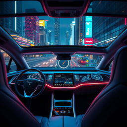 A futuristic car dashboard filled with advanced technology features