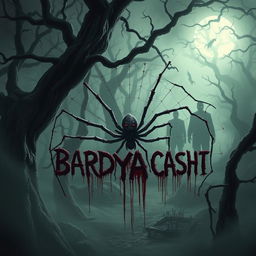 A terrifying forest scene ruled by BARDYA CASHI, surrounded by creepy, supernatural creatures