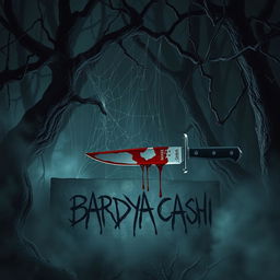 A terrifying scene in a dark, eerie forest where horrifying supernatural creatures dominate the surroundings, commanded by a figure named BARDYA CASHI