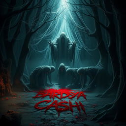 In a dark, eerie forest enveloped in thick webs, a sinister entity known as BARDYA CASHI reigns over horrifying supernatural creatures