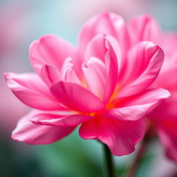 A highly detailed and artistic depiction of an abstract pink flower, showcasing its various petals in full bloom