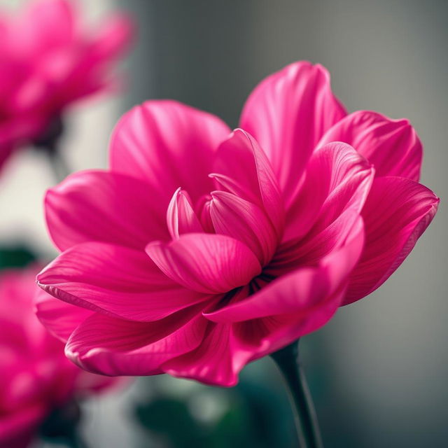 A highly detailed and artistic depiction of an abstract pink flower, showcasing its various petals in full bloom