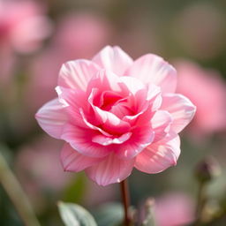 A delicate and artistic representation of a soft pink flower, symbolizing beauty and femininity, with intricate petals unfolding gracefully