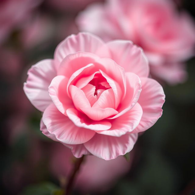 A delicate and artistic representation of a soft pink flower, symbolizing beauty and femininity, with intricate petals unfolding gracefully