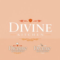 A logo design for a brand named 'Divine Kitchen', featuring elegant and sophisticated typography