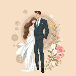 A conceptual illustration highlighting the differences between men and women, featuring two central figures showcasing diverse traits