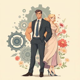 A conceptual illustration highlighting the differences between men and women, featuring two central figures showcasing diverse traits