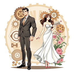 A conceptual illustration highlighting the differences between men and women, featuring two central figures showcasing diverse traits