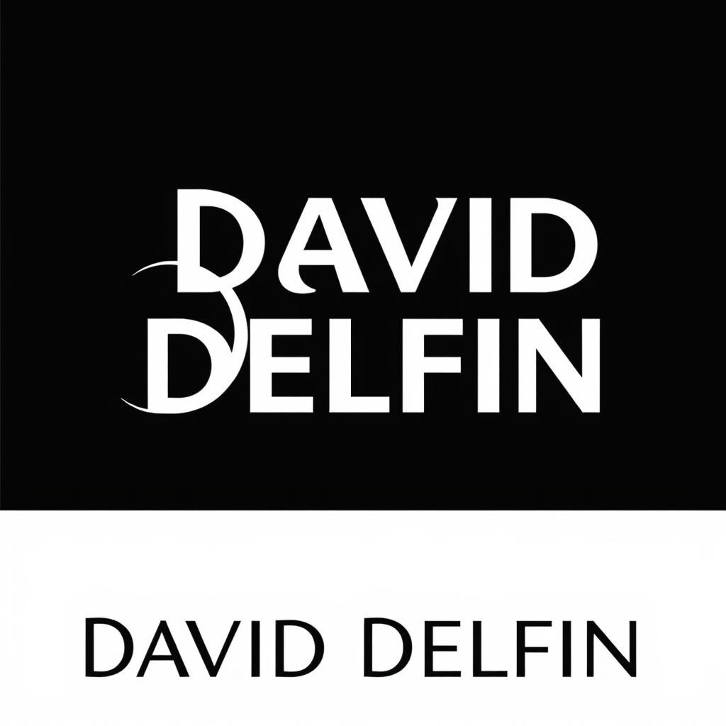 A modern and minimalist logo design for 'David Delfin', featuring sleek typographic elements that blend elegance with contemporary flair