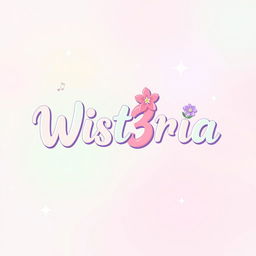 A colorful and cute logo design for a K-pop girl group named 'Wist3ria'