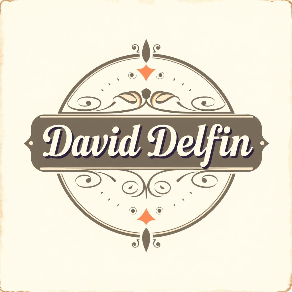 A vintage logo design featuring the name 'David Delfin' in an elegant, retro font