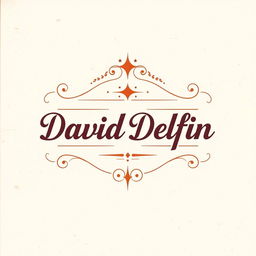 A vintage logo design featuring the name 'David Delfin' in an elegant, retro font