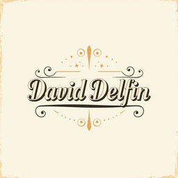 A vintage logo design featuring the name 'David Delfin' in an elegant, retro font