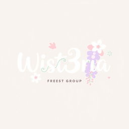 A playful and cute logo design for the K-pop girl group named 'Wist3ria'