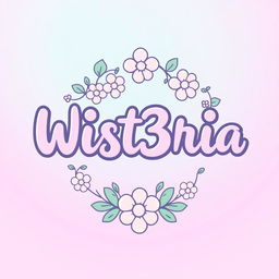 A playful and cute logo design for the K-pop girl group named 'Wist3ria'