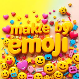 An imaginative and colorful representation of the phrase 'make by emoji', showcasing a vibrant collage of various emojis in a harmonious arrangement