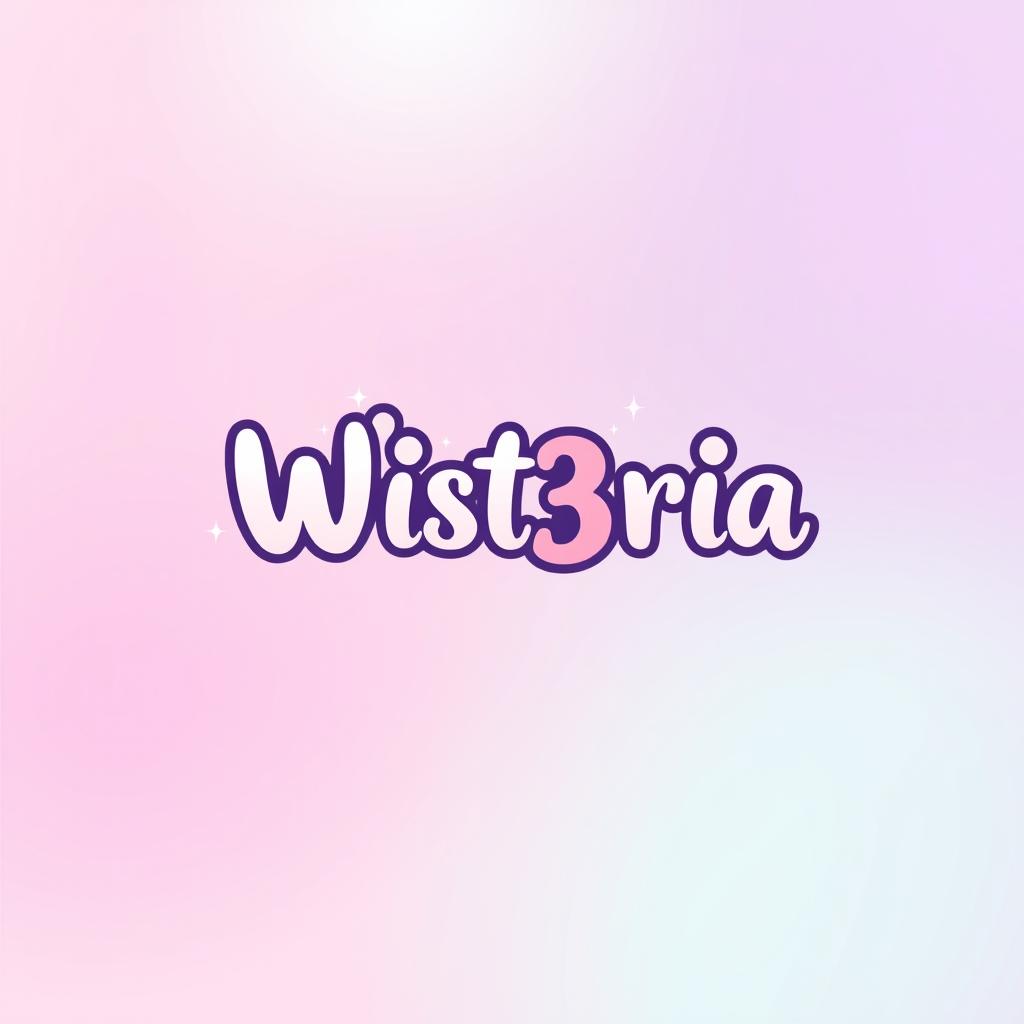 A cute and whimsical logo design for 'Wist3ria', featuring playful, rounded typography with pastel colors