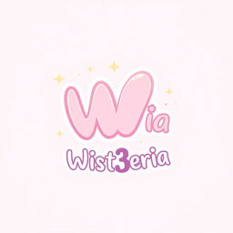 A cute and whimsical logo design for 'Wist3ria', featuring playful, rounded typography with pastel colors