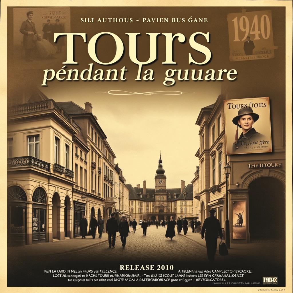 An eye-catching vintage movie poster for the film "Tours pendant la guerre" (1940)