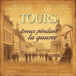 An eye-catching vintage movie poster for the film "Tours pendant la guerre" (1940)