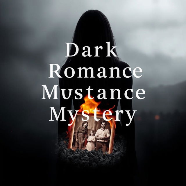 A dark romance mystery book cover featuring a silhouette of a girl's back, her long hair cascading down