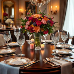 A beautifully decorated table set for a fine dining experience