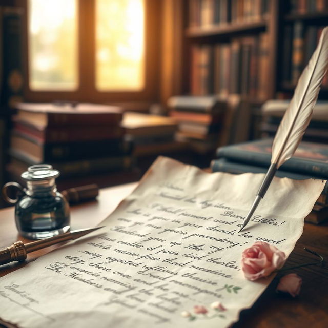 A vintage-style love letter, beautifully written with elegant cursive handwriting