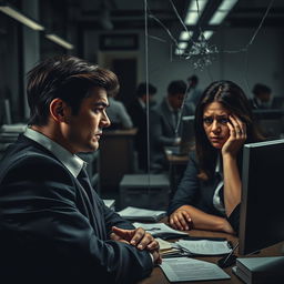 A dramatic and insightful depiction of toxic relationships in the workplace, capturing the subtle and destructive dynamics that can ruin partnerships