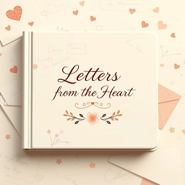 A heartfelt book cover design for a compilation of letters from loved ones, featuring a collage of handwritten letters and envelopes in soft pastel colors