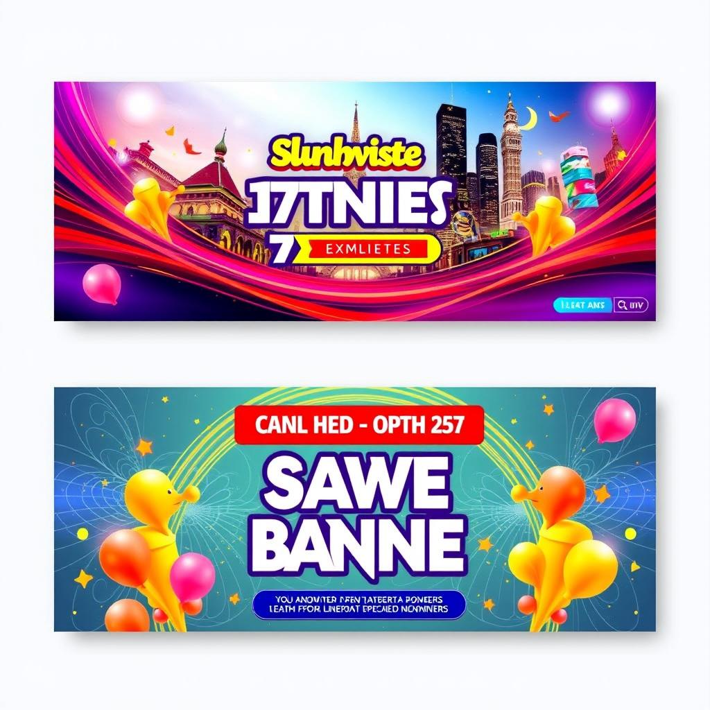 A banner design featuring a vibrant and eye-catching layout, similar to the provided example, with a width of 1024 pixels and height adjusted accordingly to maintain visual balance