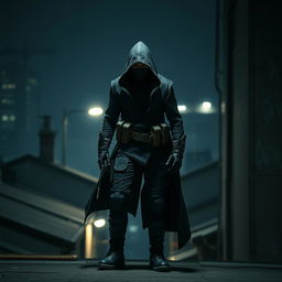 A mysterious assassin dressed in sleek, form-fitting assassin clothing, designed for stealth and agility