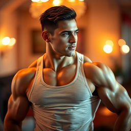 A handsome man, exuding confidence and charm, in a captivating pose