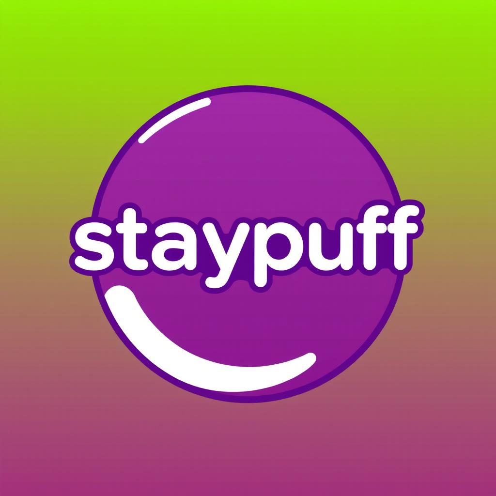 An illustration of a circular logo featuring the text "staypuff" in bold and clear typography