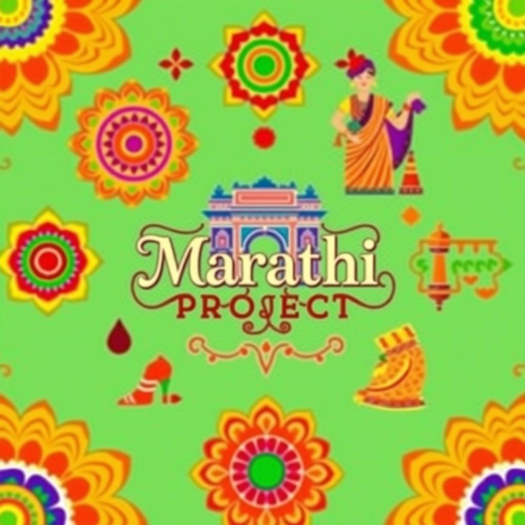 A vibrant and colorful book cover design for a project titled 'MarathiProject'
