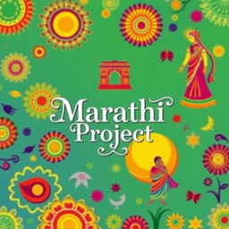 A vibrant and colorful book cover design for a project titled 'MarathiProject'
