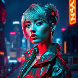 A futuristic portrait of a person looking vibrant and confident, incorporating elements of modern fashion with a hint of avant-garde style