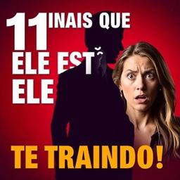 A bold and eye-catching YouTube thumbnail design featuring the text '11 SINAIS QUE ELE ESTÁ TE TRAINDO!' in large, attention-grabbing lettering