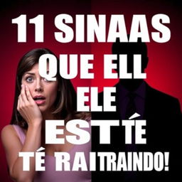 A bold and eye-catching YouTube thumbnail design featuring the text '11 SINAIS QUE ELE ESTÁ TE TRAINDO!' in large, attention-grabbing lettering