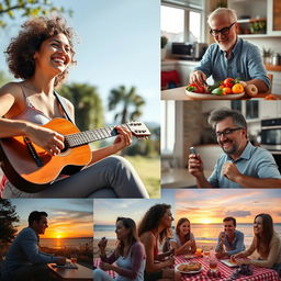 A collage of diverse photographs featuring various people engaging in different activities