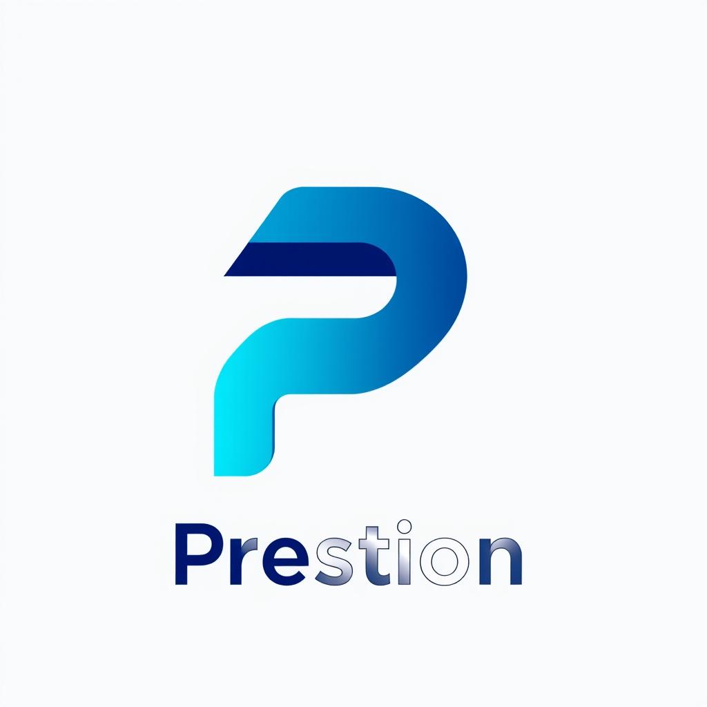 A logo design featuring the letter 'P' uniquely stylized to represent the brand 'Prestion'