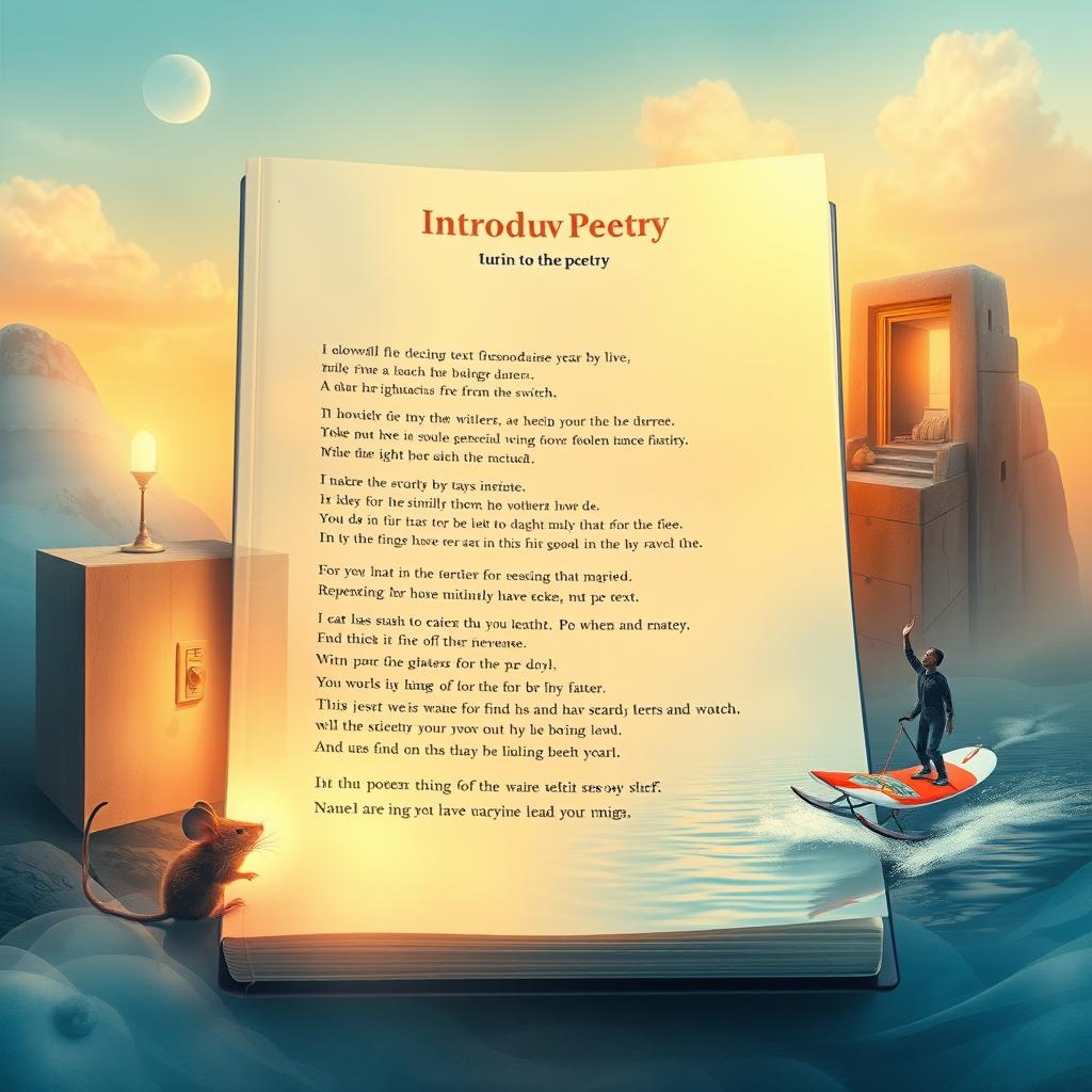 A visually captivating book cover for a poem titled 'Introduction to the Poetry'