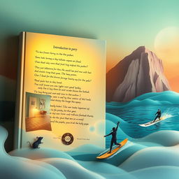 A visually captivating book cover for a poem titled 'Introduction to the Poetry'