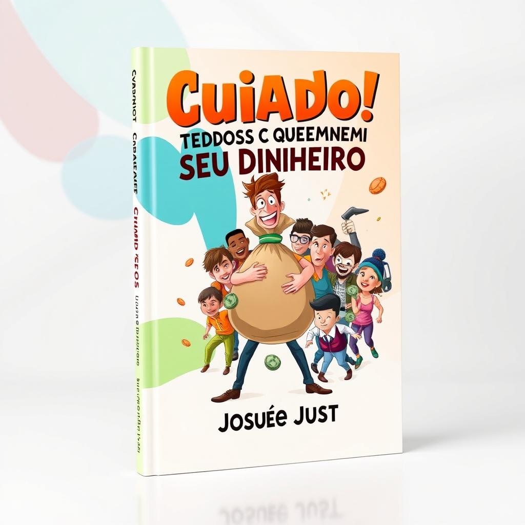 A high-definition book cover design for a financial education book titled 'Cuidado! Todos Querem Seu Dinheiro' by Josué Just