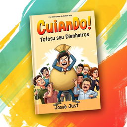 A high-definition book cover design for a financial education book titled 'Cuidado! Todos Querem Seu Dinheiro' by Josué Just