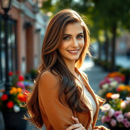 A captivating Russian woman aged 35 to 45 years, embodying beauty and sophistication