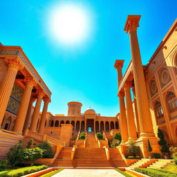 Persian architecture characterized by grand and tall columns, massive staircases, and intricate decorations, showcasing elements from the Achaemenid era