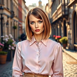 A stunning Russian woman aged 35 to 45, exuding elegance and grace