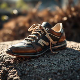 A highly detailed and captivating image of an open shoe placed on a textured surface