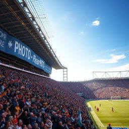 A vibrant and dynamic scene of a football stadium filled with excited fans