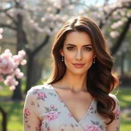 A stunning Russian woman, aged 35 to 45, exuding grace and elegance